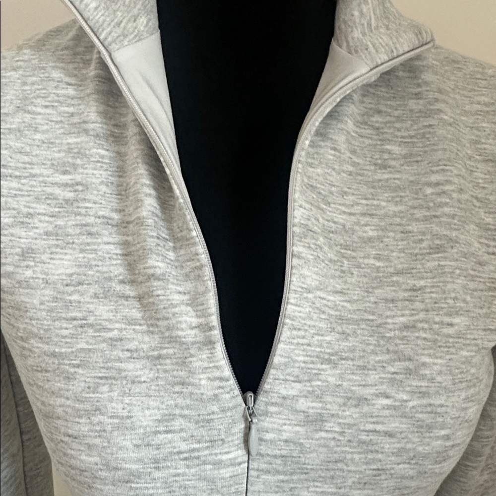 Express Light Gray Long Sleeve Zip-Front Mini Dress - Picture 2 of 3